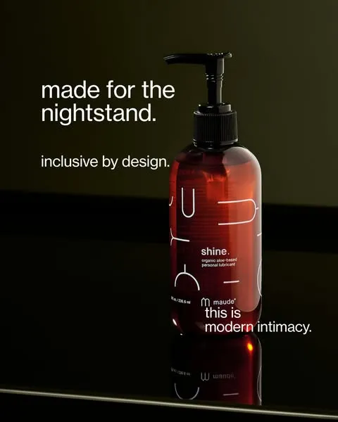 maude intimate-care product creative using a nightstand message and restrained packaging