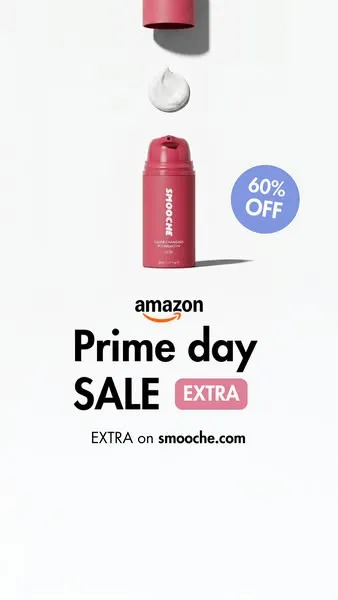 Smooche promotion showing a product, discount badge, Prime Day reference and brand website