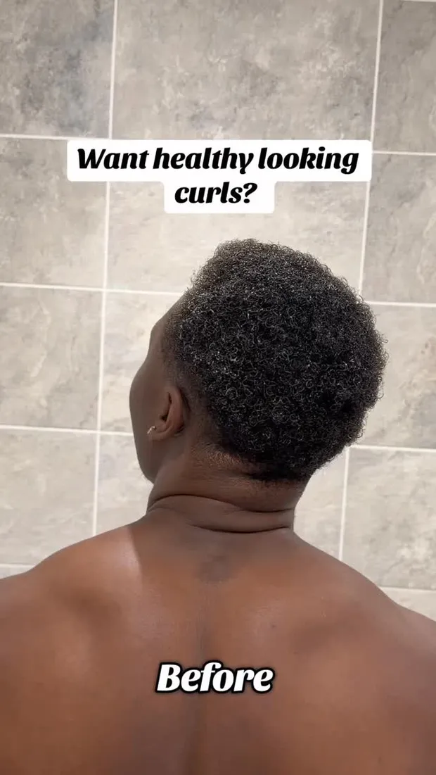 SHYNE saved frame with a curl-focused question and a labelled before image