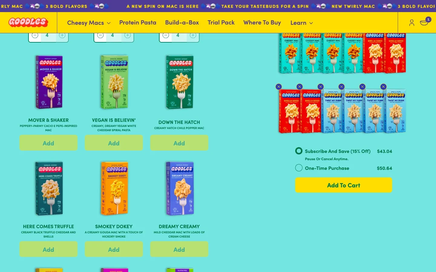 GOODLES completed twelve-box selection with one-time and subscription prices