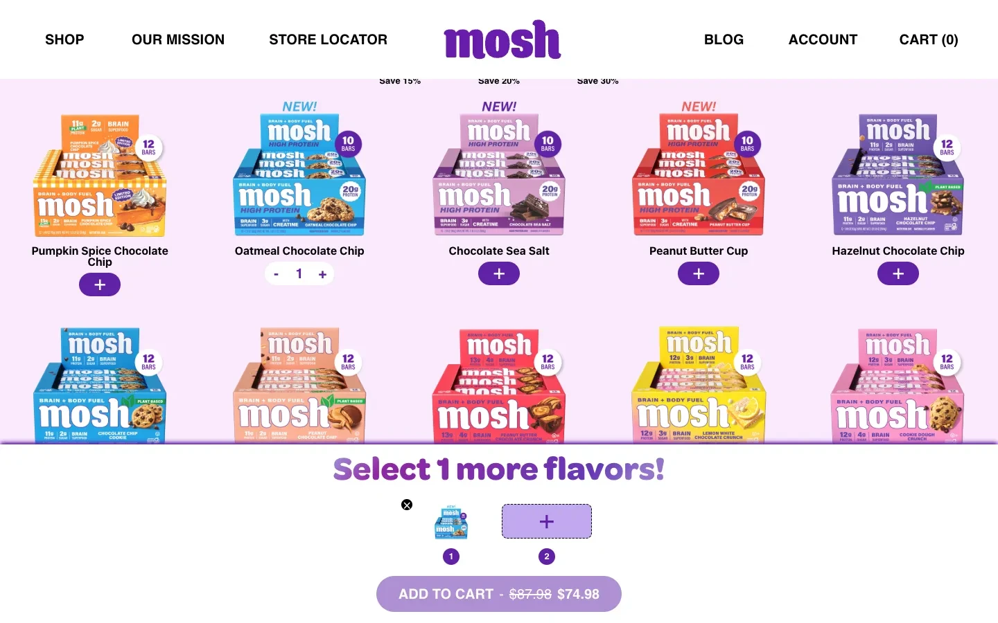 MOSH flavour selection with one space still to fill